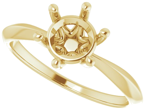 Sužadėtuvių Žiedas „Solitaire“ 585 Geltonojo Aukso Round 7mm (10)