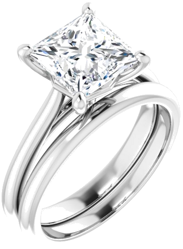 14K White 7.5 mm Square Solitaire Engagement Ring Mounting (6)