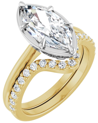Sužadėtuvių Žiedas „Claw-Prong Solitaire Bezel-Style“ 14k yellow/white gold Marquise 13mm x 6.5mm (6)