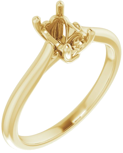 14K Yellow 6x4 mm Emerald Solitaire Engagement Ring Mounting (1)