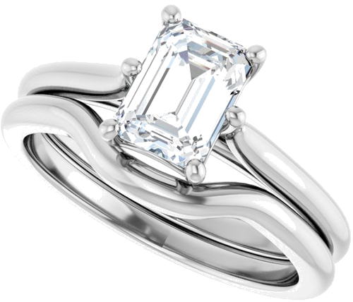 Sužadėtuvių Žiedas 10k white gold Emerald 7mm x 5mm (10)
