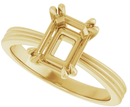 14K Yellow 8x6 mm Emerald Solitaire Engagement Ring Mounting (5)