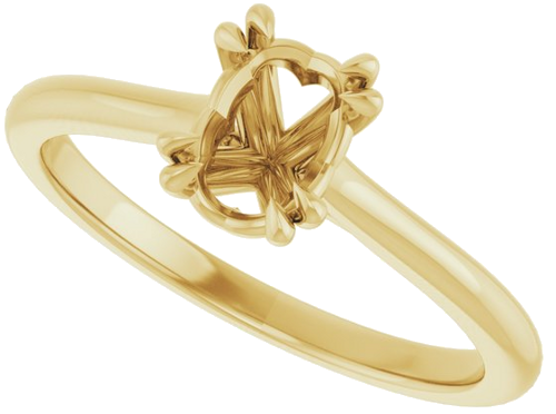 14K Yellow 7x5 mm Oval Solitaire Engagement Ring Mounting (5)