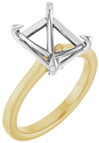 Sužadėtuvių Žiedas „Claw-Prong“ 14k yellow/white gold Emerald 10mm x 8mm (1)