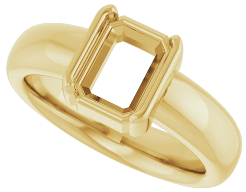 Sužadėtuvių Žiedas „Half Bezel Solitaire“ 585 Geltonojo Aukso Emerald 8mm x 6mm (5)