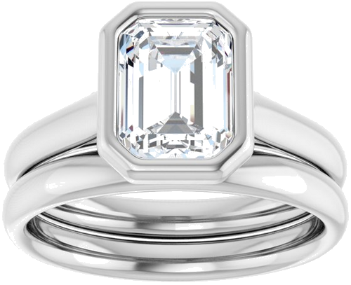 14K White  8x6 mm Emerald Solitaire Engagement Ring Mounting (8)