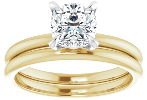 Sužadėtuvių Žiedas „Solitaire“ 14k yellow/white gold Cushion 6mm (8)