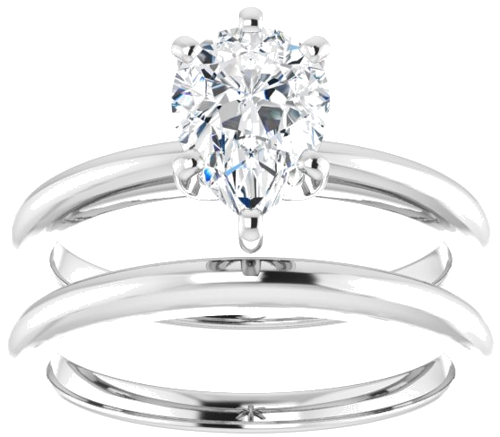 Sužadėtuvių Žiedas „Solitaire“ 585 Baltojo Aukso Pear Shape 8mm x 6mm (8)