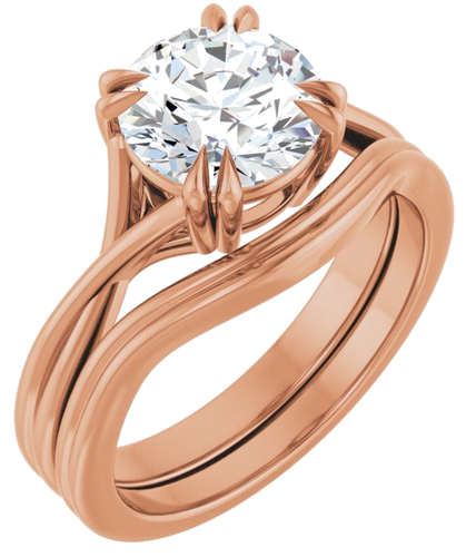 Sužadėtuvių Žiedas „Double Claw-Prong Solitaire Criss-Cross“ 14k rose gold Round 8mm (6)