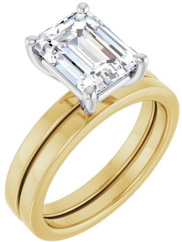 Sužadėtuvių Žiedas „Solitaire“ 14k yellow/white gold Emerald 9mm x 7mm (6)