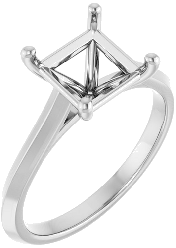14K White 7 mm Square Solitaire Engagement Ring Mounting (1)
