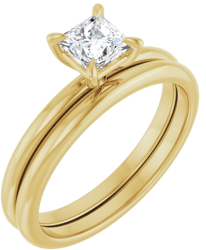 14K Yellow  4.5x4.5 mm Square Solitaire Engagement Ring Mounting (6)
