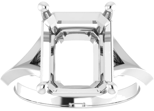 14K White 11x9 mm Emerald Solitaire Engagement Ring Mounting (3)
