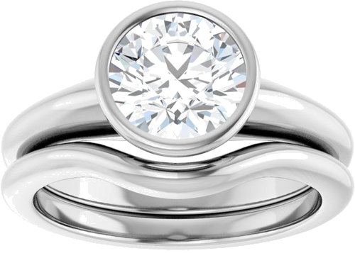 Sužadėtuvių Žiedas „Bezel-Set Solitaire“ 14k white gold Round 7.4mm (8)