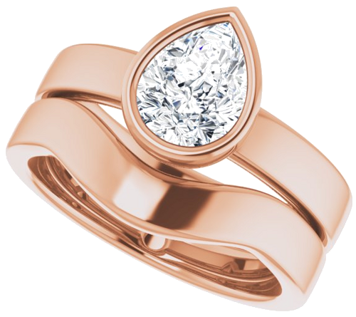 Sužadėtuvių Žiedas „Bezel-Set Solitaire“ 14k rose gold Pear 8mm x 6mm (10)