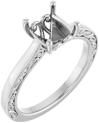 Sužadėtuvių Žiedas „Solitaire“ 585 Baltojo Aukso Cushion 7mm (1)