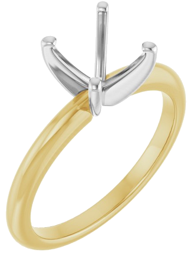14K Yellow   White  7x7 mm Cushion Solitaire Engagement Ring Mounting (1)