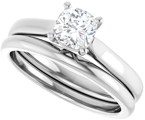 Sužadėtuvių Žiedas „Solitaire“ 585 Baltojo Aukso Cushion 5mm (10)