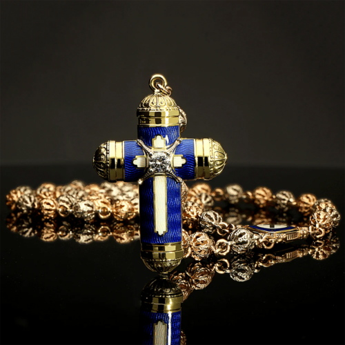 Gold rosary with Limoges enamel and a brilliant-cut diamond (2)