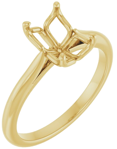 14K Yellow  8x6 mm Emerald Solitaire Engagement Ring Mounting (1)