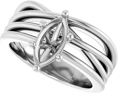 Sužadėtuvių Žiedas „Solitaire Asymmetric“ 10k white gold Marquise 10mm x 5mm (5)