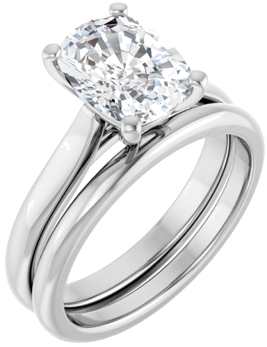 Sužadėtuvių Žiedas 14k white gold Elongated Cushion 9mm x 7mm (6)