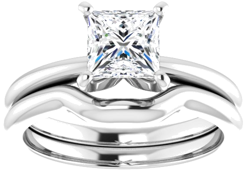 Sužadėtuvių Žiedas „Solitaire“ 585 Baltojo Aukso Square 5.5mm (8)