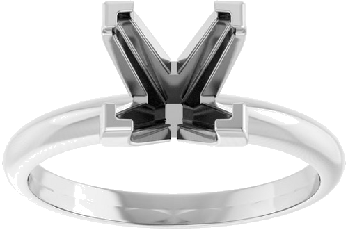 14K White 7 mm Square V-End 4-Prong Engagement Ring Mounting (3)