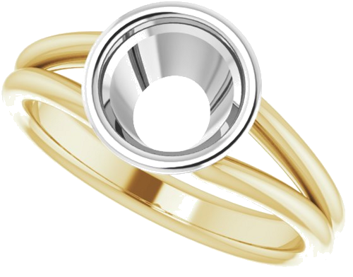 Sužadėtuvių Žiedas „Bezel-Set Solitaire“ 585 Baltojo Ir Geltonojo Aukso Round 7.4mm (5)