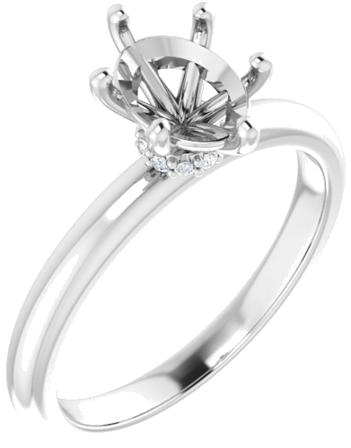 Sužadėtuvių Žiedas „Accented“ 14k white gold Oval 8mm x 6mm (1)