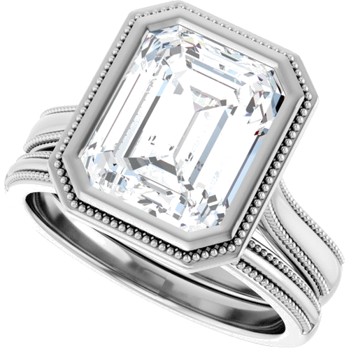 14K White 10x8 mm Emerald Solitaire Engagement Ring Mounting (9)