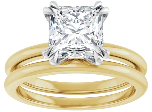 Sužadėtuvių Žiedas „Double Claw-Prong“ 14k yellow/white gold Square 7mm (8)