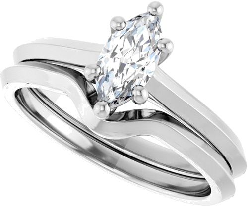 14K White 8x4 mm Marquise Solitaire Engagement Ring Mounting (10)