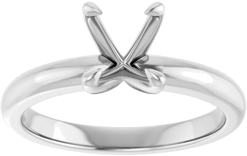 14K White 8x6 mm Oval Solitaire Engagement Ring Mounting (3)