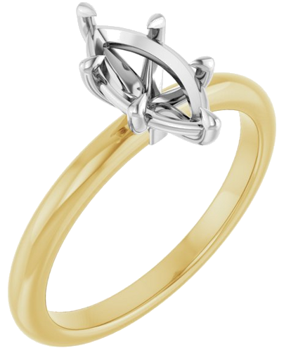14K Yellow White 10x5 mm Marquise Solitaire Engagement Ring Mounting (1)