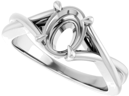 Sužadėtuvių Žiedas „Claw-Prong Solitaire“ 14k white gold Oval 8mm x 6mm (5)