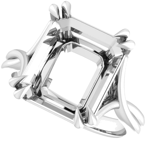 Sužadėtuvių Žiedas „Double Claw-Prong Solitaire Criss-Cross“ 10k white gold Emerald 12mm x 10mm (5)