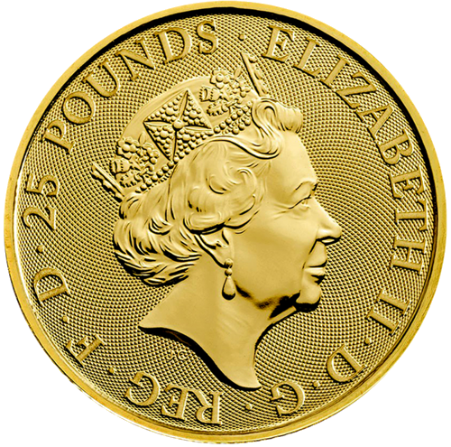 1/4 oz White Richmond Greyhound 2021 Queen's Beast Gold Coin (2)
