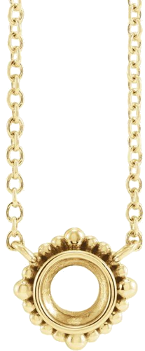 14K Yellow 5 mm Round Beaded Bezel-Set 18  Necklace Mounting (1)