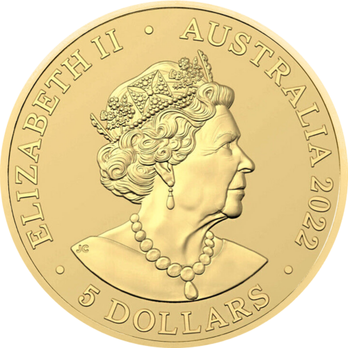 2022 Kookaburra 0,5 g 5 dolerių moneta auksinė moneta (2)