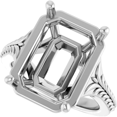 Sužadėtuvių Žiedas „Solitaire“ 14k white gold Emerald 14mm x 10mm (5)