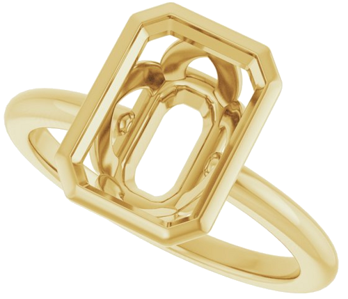 Sužadėtuvių Žiedas „Bezel-Set“ 14k yellow gold Emerald 10mm x 7mm (5)