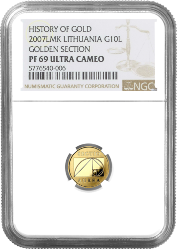 2007 Dawn Gate (golden section) Lithuania 10 litas gold coin PF 69 ULTRA CAMEO (1)