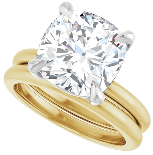 Sužadėtuvių Žiedas 585 Baltojo Ir Geltonojo Aukso Cushion 10mm (9)