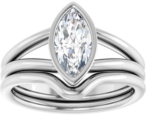 Sužadėtuvių Žiedas „Bezel-Set Solitaire“ 14k white gold Marquise 10mm x 5mm (8)