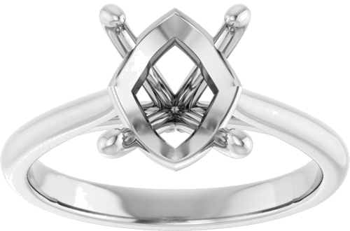 14K White 10x8 mm Oval Solitaire Engagement Ring Mounting (3)