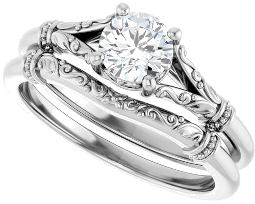 Sužadėtuvių Žiedas „Split Shank“ 925 Sidabro Round 5.2mm (10)