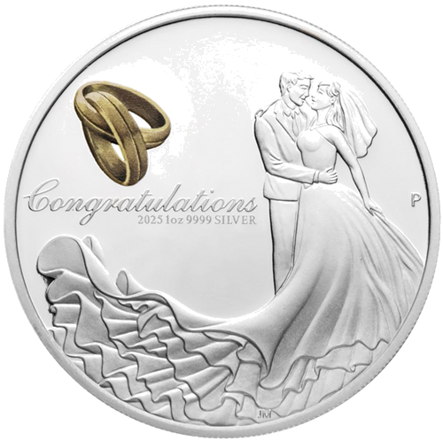 1 oz Congratulations Сватбена монета 2025 Австралия сребърна монета (1)