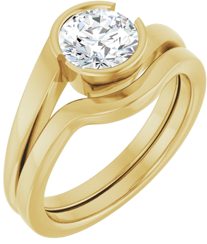 Sužadėtuvių Žiedas „Half-Bezel Solitaire“ 14k yellow gold Round 6.5mm (6)
