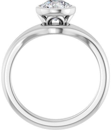 Sužadėtuvių Žiedas „Bezel-Set“ 14k white gold Round 6.5mm (7)
